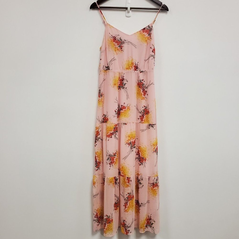 J Crew Womens Mercantile Floral Tiered Maxi Dress Size 4 Pink Sleeveless V Neck